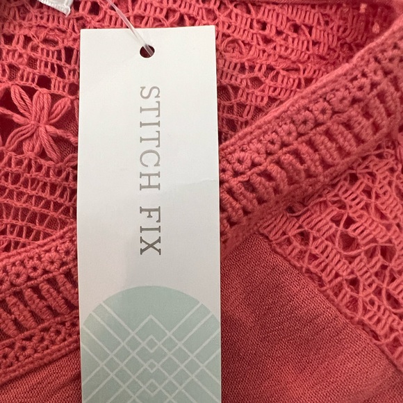 💥2/$15 NWT JohnPaulRichard stitch fix coral tie front lace insert top small - Picture 11 of 13